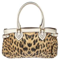 Pre Owned Roberto Cavalli Multicolor Printed Straw and Leather Zip Tote