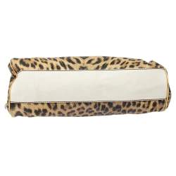 Pre Owned Roberto Cavalli Multicolor Printed Straw and Leather Zip Tote