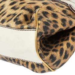 Pre Owned Roberto Cavalli Multicolor Printed Straw and Leather Zip Tote