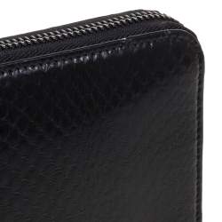 Pre Owned Roberto Cavalli Black Snakeskin Zip Around Wallet