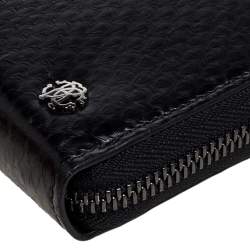 Pre Owned Roberto Cavalli Black Snakeskin Zip Around Wallet