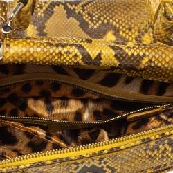 Roberto Cavalli Yellow Python Doctor Diva Top Handle Bag