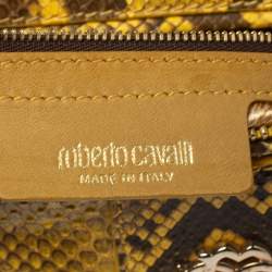 Roberto Cavalli Yellow Python Doctor Diva Top Handle Bag
