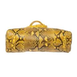 Roberto Cavalli Yellow Python Doctor Diva Top Handle Bag