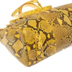 Roberto Cavalli Yellow Python Doctor Diva Top Handle Bag