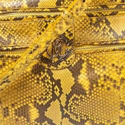 Roberto Cavalli Yellow Python Doctor Diva Top Handle Bag