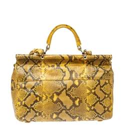 Roberto Cavalli Yellow Python Doctor Diva Top Handle Bag