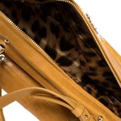 Roberto Cavalli Mustard Yellow Leather Mini Diva Top Handle Bag