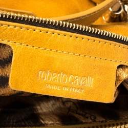 Roberto Cavalli Mustard Yellow Leather Mini Diva Top Handle Bag