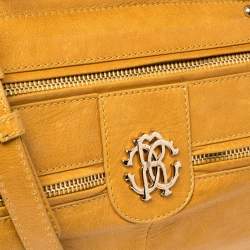 Roberto Cavalli Mustard Yellow Leather Mini Diva Top Handle Bag