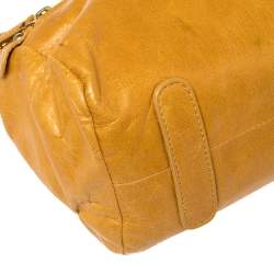 Roberto Cavalli Mustard Yellow Leather Mini Diva Top Handle Bag