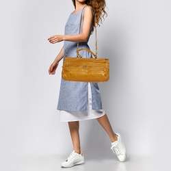 Roberto Cavalli Mustard Yellow Leather Mini Diva Top Handle Bag