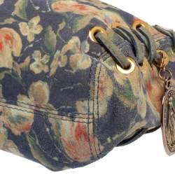 مملوكة مسبقًا Roberto Cavalli Multicolor Floral Print Suede Turnlock Flap Shoulder Bag
