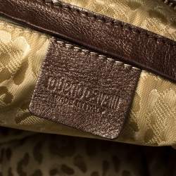 Pre Owned Roberto Cavalli Metallic Brown Leather RC Logo Hobo