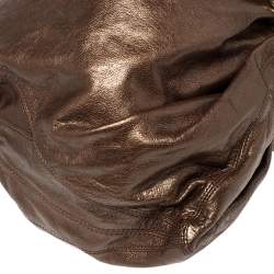 Pre Owned Roberto Cavalli Metallic Brown Leather RC Logo Hobo