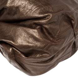 Pre Owned Roberto Cavalli Metallic Brown Leather RC Logo Hobo