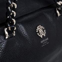 مملوكة مسبقًا حقيبة ساتشل روبرتو كافالي ريغينا جلد أسود