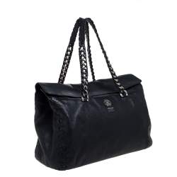 مملوكة مسبقًا حقيبة ساتشل روبرتو كافالي ريغينا جلد أسود