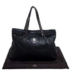 مملوكة مسبقًا حقيبة ساتشل روبرتو كافالي ريغينا جلد أسود