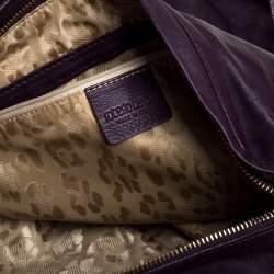 Pre Owned Roberto Cavalli Purple Leather Studded Fringe Hobo
