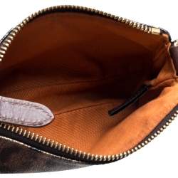 Pre Owned Roberto Cavalli Brown/Gold Leopard Print Coated Canvas and Leather Pochette