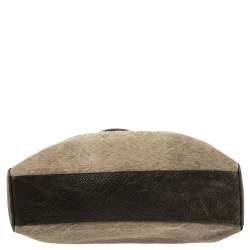 Pre Owned Roberto Cavalli Moss Green Canvas and Leather Studded Logo Tote