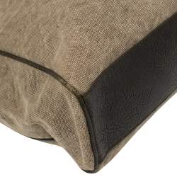 Pre Owned Roberto Cavalli Moss Green Canvas and Leather Studded Logo Tote