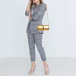 Pre Owned حقيبة كلتش روبرتو كافالي سلسلة كلبس سربنت جلد ذهبي