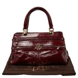 Pre Owned Roberto Cavalli Burgundy Patent Leather Shoulder Bag