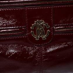 Pre Owned Roberto Cavalli Burgundy Patent Leather Shoulder Bag