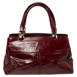 Pre Owned Roberto Cavalli Burgundy Patent Leather Shoulder Bag