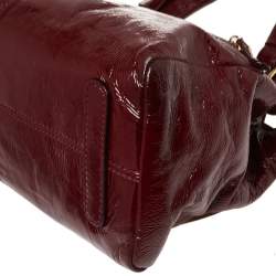 Pre Owned Roberto Cavalli Burgundy Patent Leather Shoulder Bag