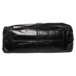 Pre Owned Roberto Cavalli Black Glazed Leather RC Logo Tote