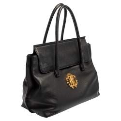 Pre Owned حقيبة روبرتو كافالي جلد أسود