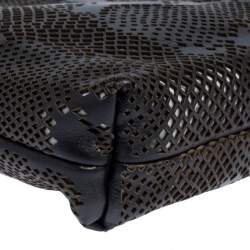 Roberto Cavalli Black Perforated Leather Pouch