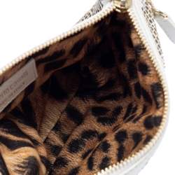 Pre Owned Roberto Cavalli White Perforated Leather Pouch