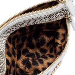 Pre Owned Roberto Cavalli White Perforated Leather Pouch