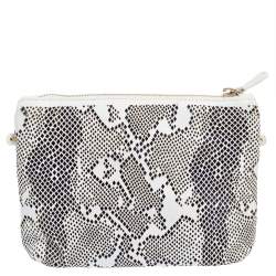 Pre Owned Roberto Cavalli White Perforated Leather Pouch