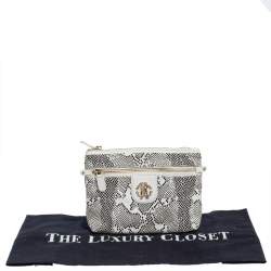 Pre Owned Roberto Cavalli White Perforated Leather Pouch