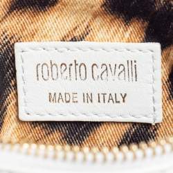 Pre Owned Roberto Cavalli White Perforated Leather Pouch