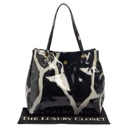 Pre Owned Roberto Cavalli Grey/Blue Printed PVC Tote 
