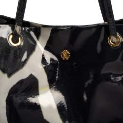 Pre Owned Roberto Cavalli Grey/Blue Printed PVC Tote 