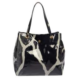 Pre Owned Roberto Cavalli Grey/Blue Printed PVC Tote 