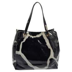 Pre Owned Roberto Cavalli Grey/Blue Printed PVC Tote 