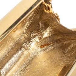 Pre Owned Roberto Cavalli Beige Satin 18th Century Porcelain Print Chain Clutch