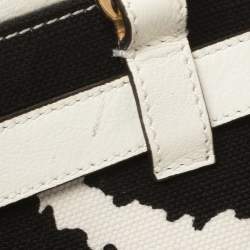 Pre Owned حقيبة ساتشل روبرتو كافالي كانفاس مطبوع أسود/أبيض وجلد