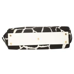 Pre Owned حقيبة ساتشل روبرتو كافالي كانفاس مطبوع أسود/أبيض وجلد