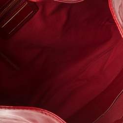 Pre Owned Roberto Cavalli Red Patent Leather Logo Hobo