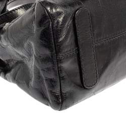 Roberto Cavalli Black Deerskin Leather Top Handle Bag