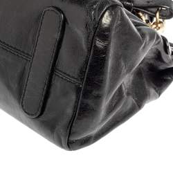 Roberto Cavalli Black Deerskin Leather Top Handle Bag